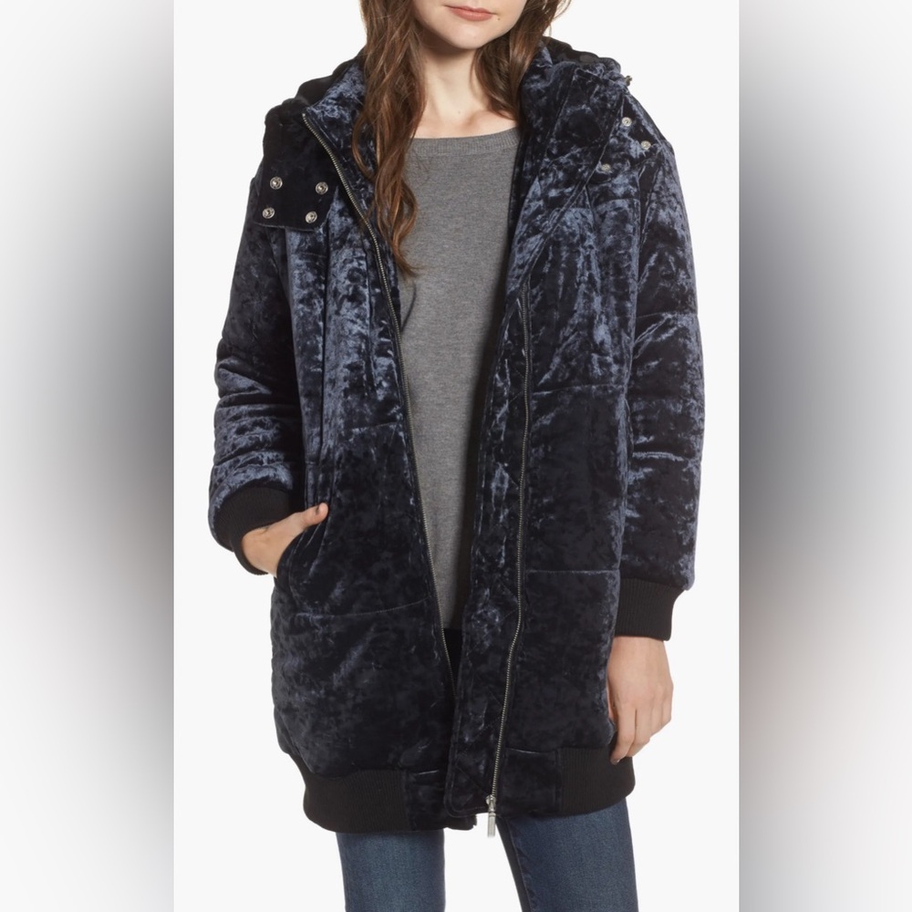 BP. Nordstrom Navy Velvet Longline Jacket